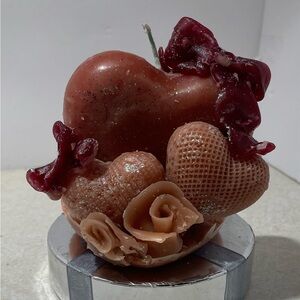 Heart-Shaped Artistic Candle in Red and Brown